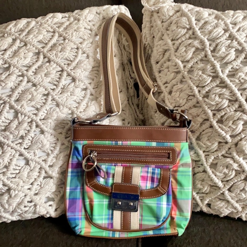 CHAPS RALPH LAUREN PLAID CROSSBODY BAG PURSE EUC